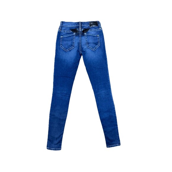 Y2K Robin's Jeans Black Embroidered Wings Jegging Skinny Jeans Size 24 Low Rise - Picture 2 of 7